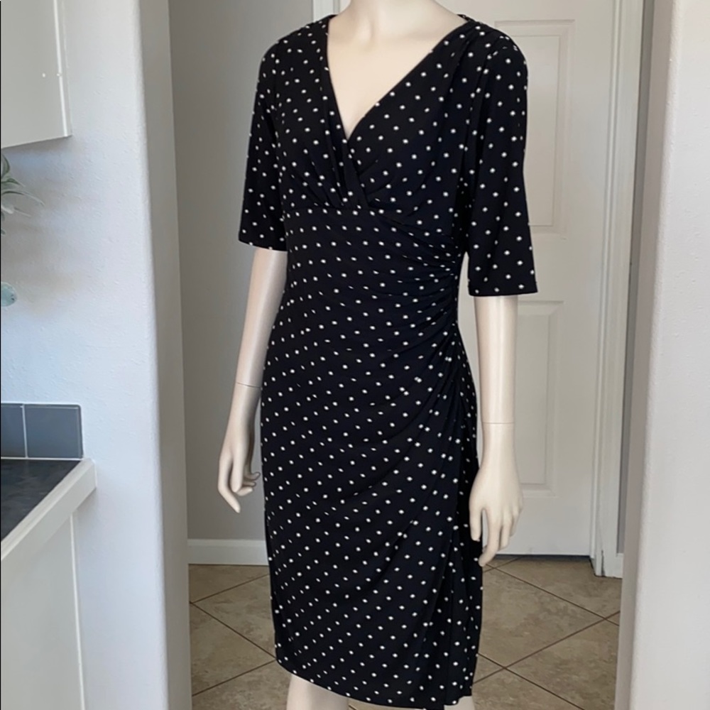 Ralph Lauren stars black/white faux wrap dress-6 - Picture 1 of 8